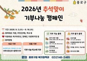 종로구, 추석 앞두고 기부 캠페인… 16일까지 이웃사랑 릴레이