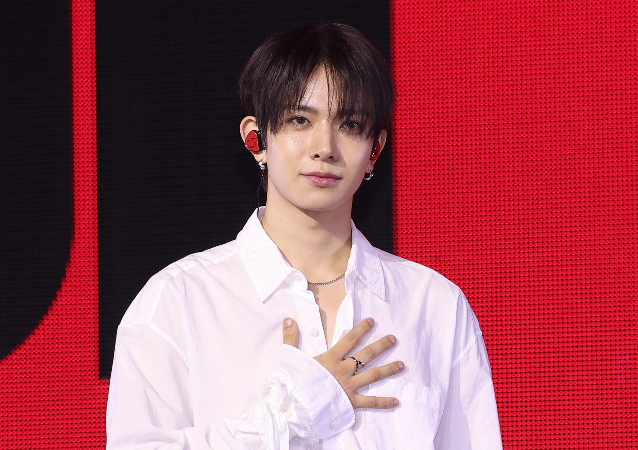 Evan poses during a media showcase held at Kyung Hee University Grand Peace Palace in Dongdaemun-gu, eastern Seoul, Monday. (Yonhap)