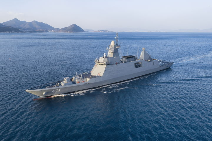 The HTMS Bhumibol Adulyadej, delivered to Thailand by Daewoo Shipbuilding & Marine Engineering, the predecessor of Hanwha Ocean. (Hanwha Ocean)