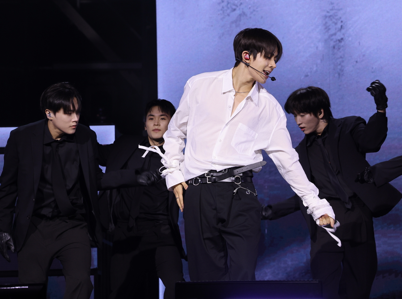 Evan performs "Death of Me" during a media showcase held at Kyung Hee University Grand Peace Palace in Dongdaemun-gu, eastern Seoul, Monday. (Yonhap)
