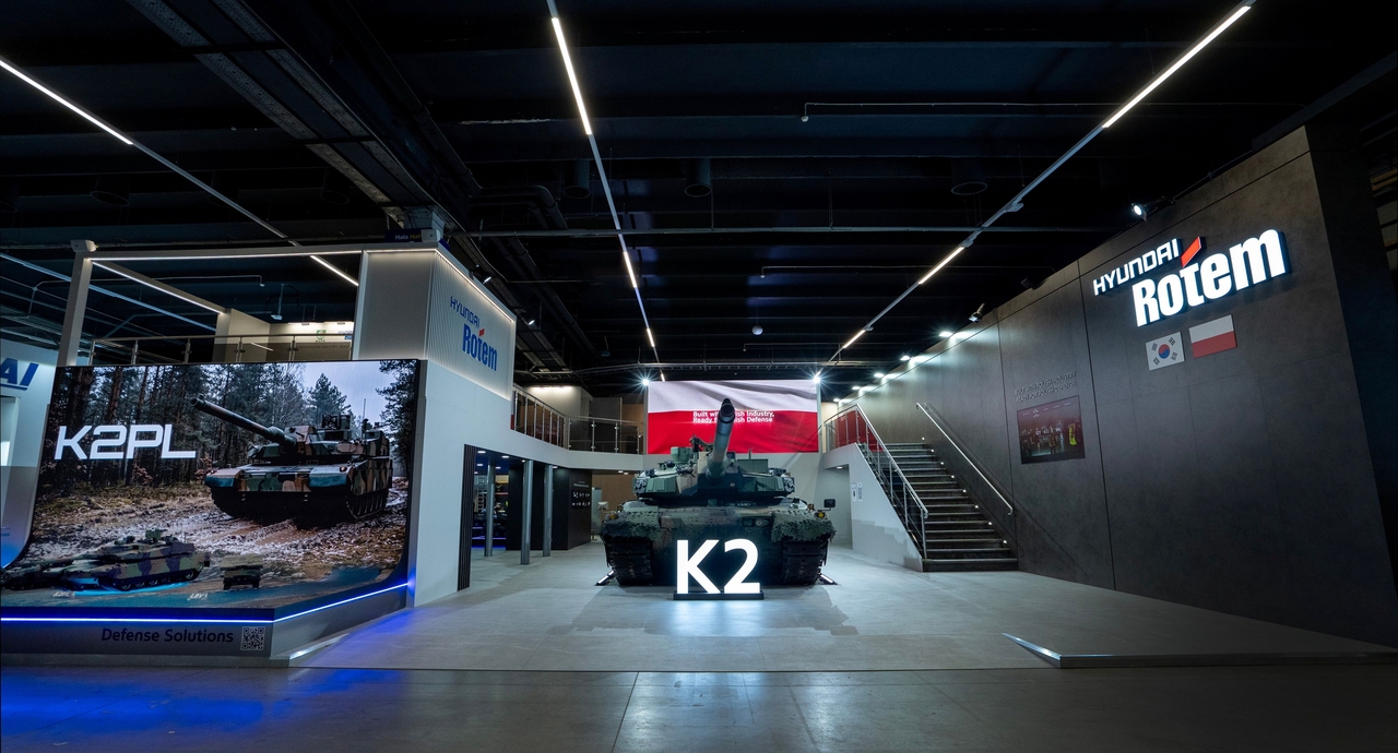 A view of the Hyundai Rotem exhibition hall at the 34th MSPO International Defence Industry Exhibition, held in Kielce, Poland, from Tuesday through Friday (local time). [Hyundai Rotem]