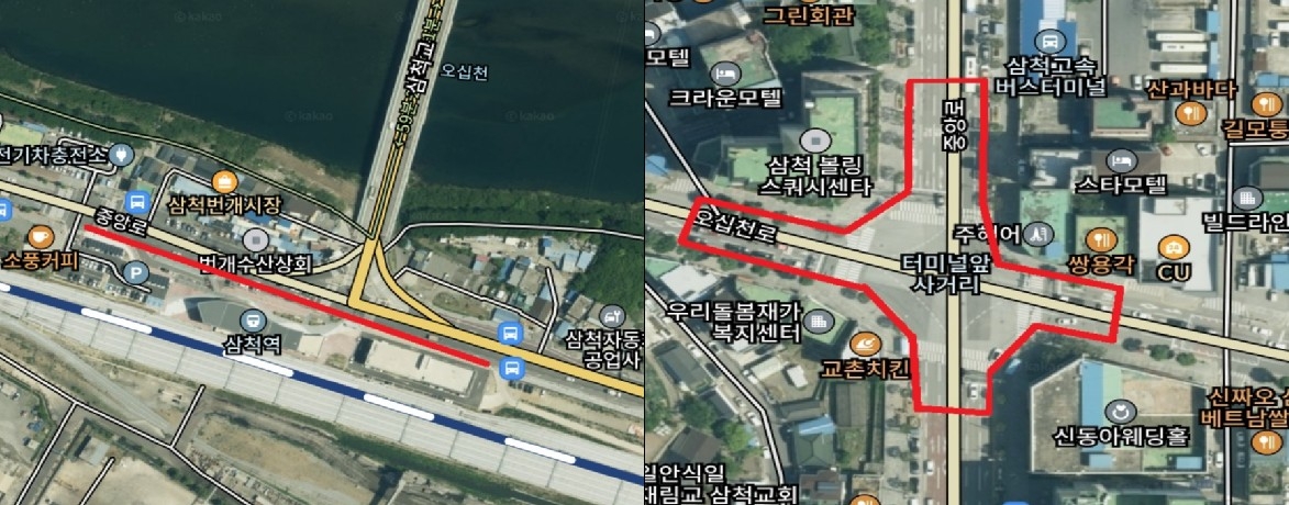 Banners hung near Samcheok Station and the Samcheok bus terminal will be removed immediately.
