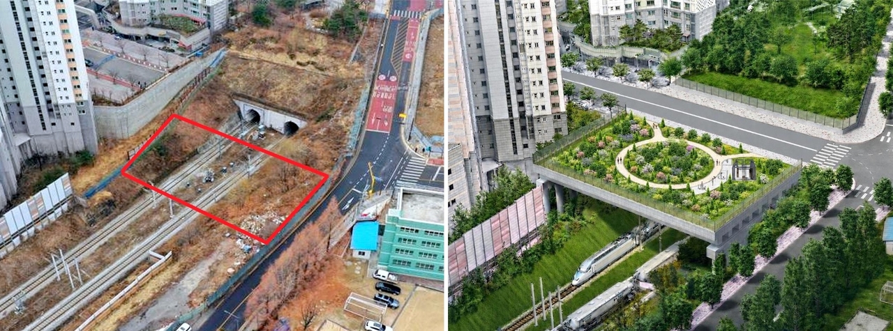 The Gyeongui-Jungang Line railway overpass near 1012-3 Bukahyeon-dong