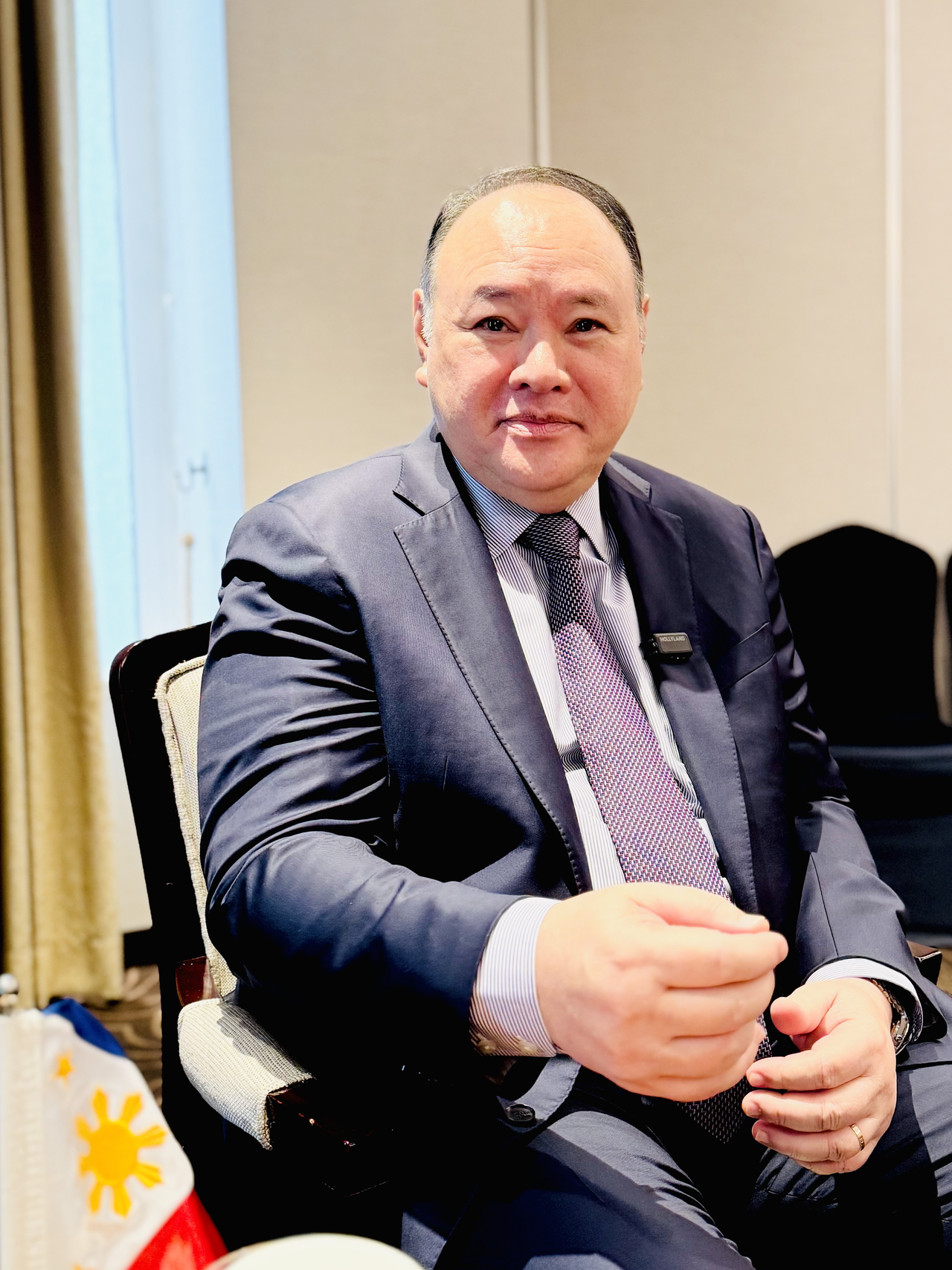 Philippine Defense Secretary Gilberto Teodoro speaks during an interview with The Korea Herald at Lotte Hotel Seoul in Jung-gu, Seoul, on Wednesday. (Sanjay Kumar/The Korea Herald)