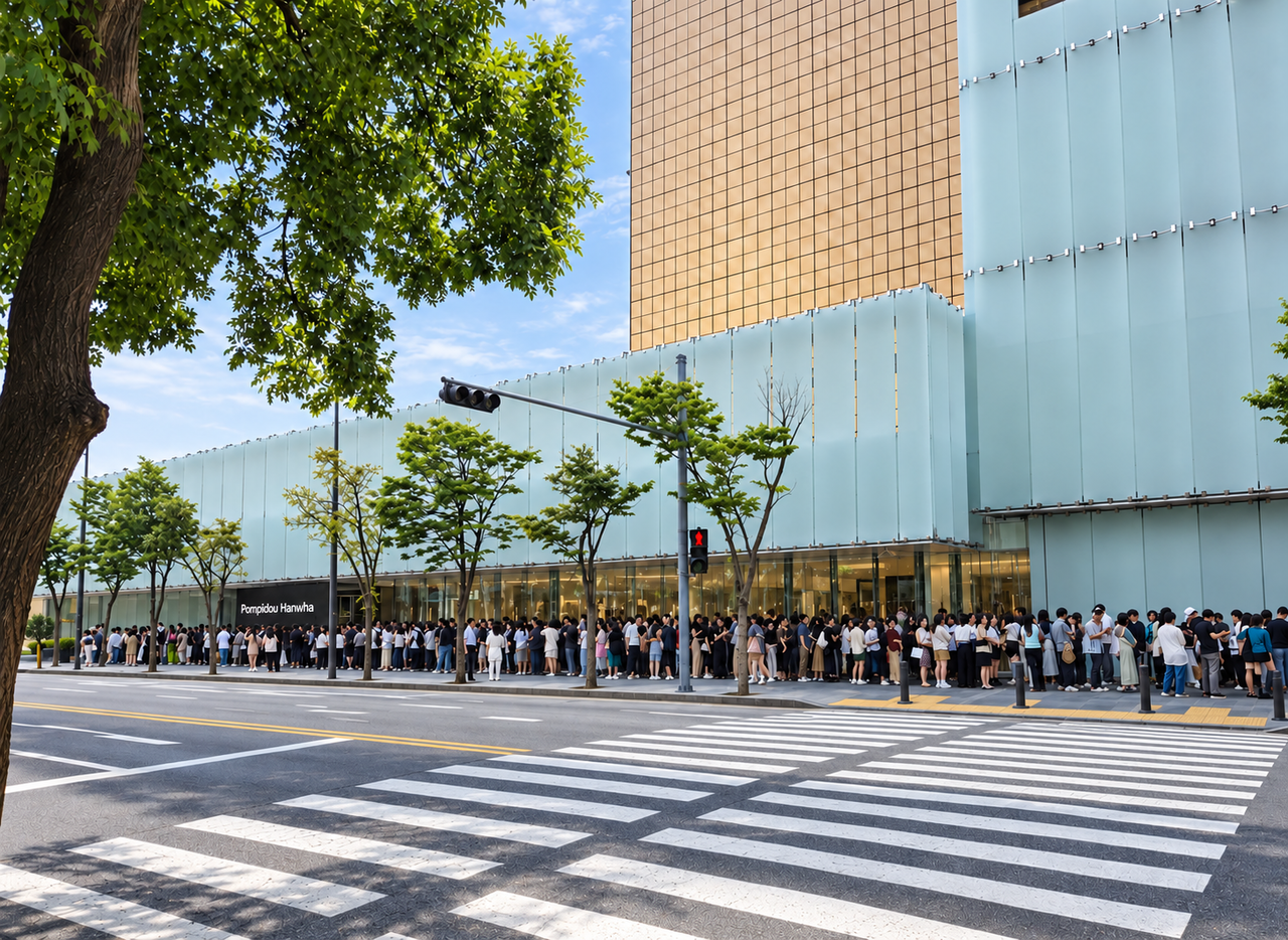 Visitors wait to enter Pompidou Center Hanwha. (Hanwha Life Insurance)