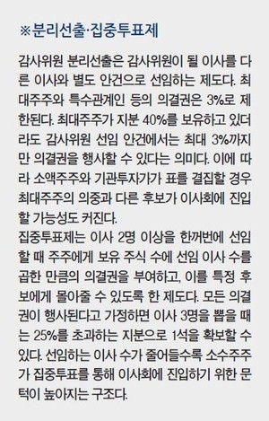전례없는 집중투표·분리선출 동시적용…“내년 주총에서 부딪힌다” 혼란 불가피