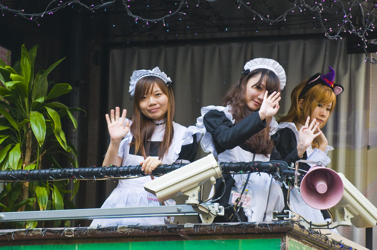 Japanese women wear maid costumes in Tokyo. (123rf)