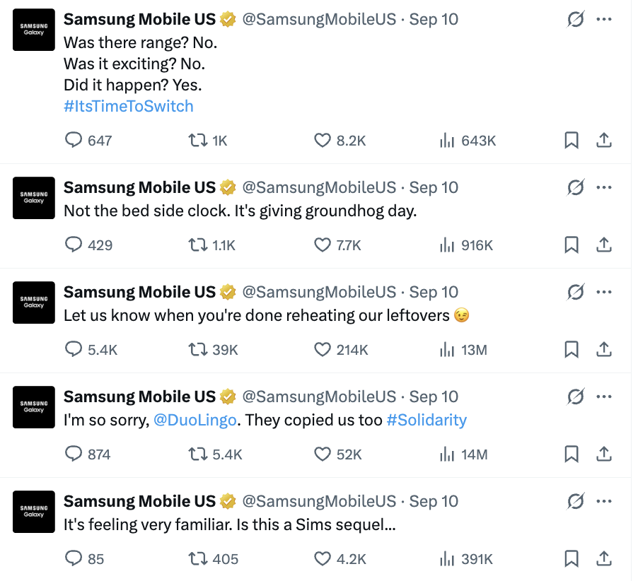 Samsung Mobile US' X (Screen captured from Samsung Mobile US' X)