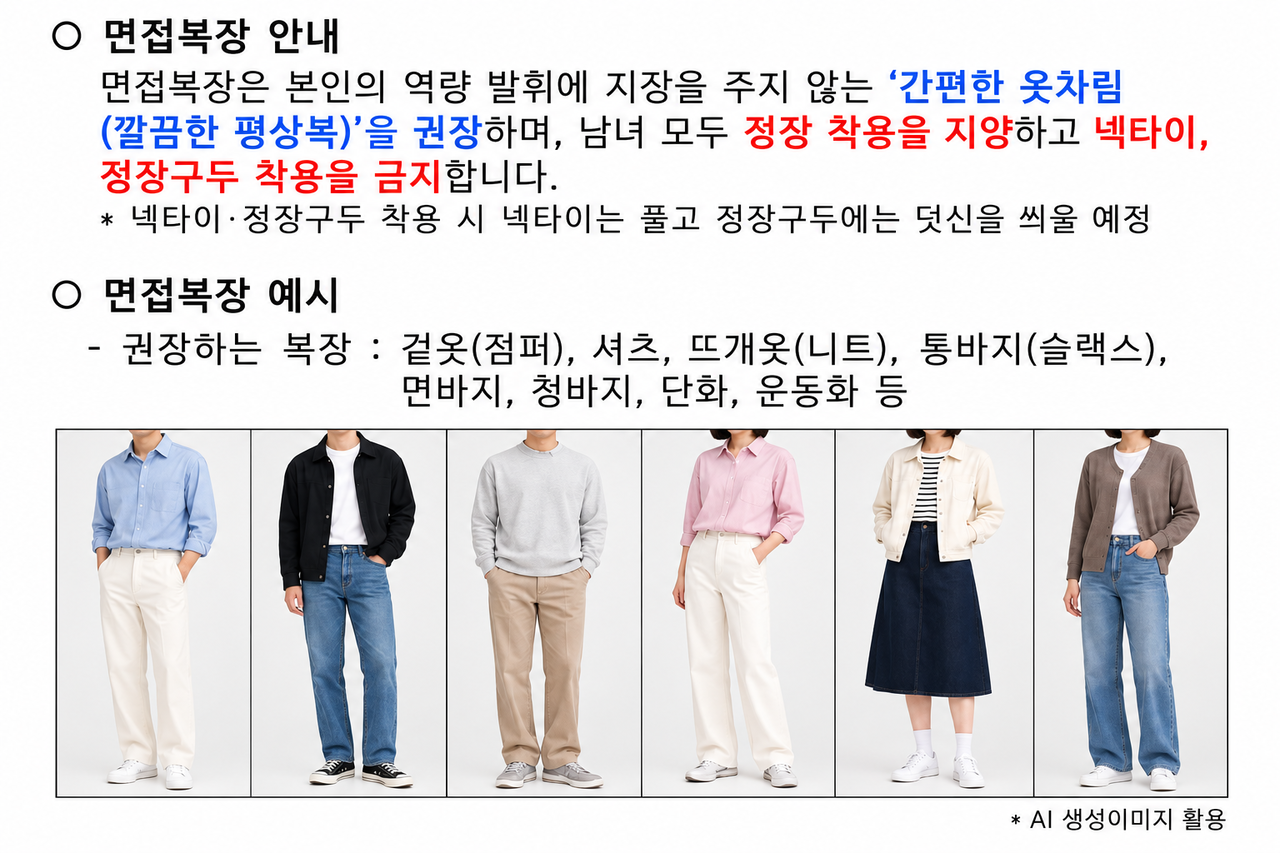 Examples of recommended interview attire released by the Ministry of Personnel Management on Thursday (Ministry of Personnel Management)