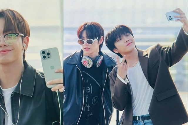Idol group Boy Next Door was photographed showing off iPhones at an airport almost immediately after their Samsung collaboration deal ended. [Photo via online community]
