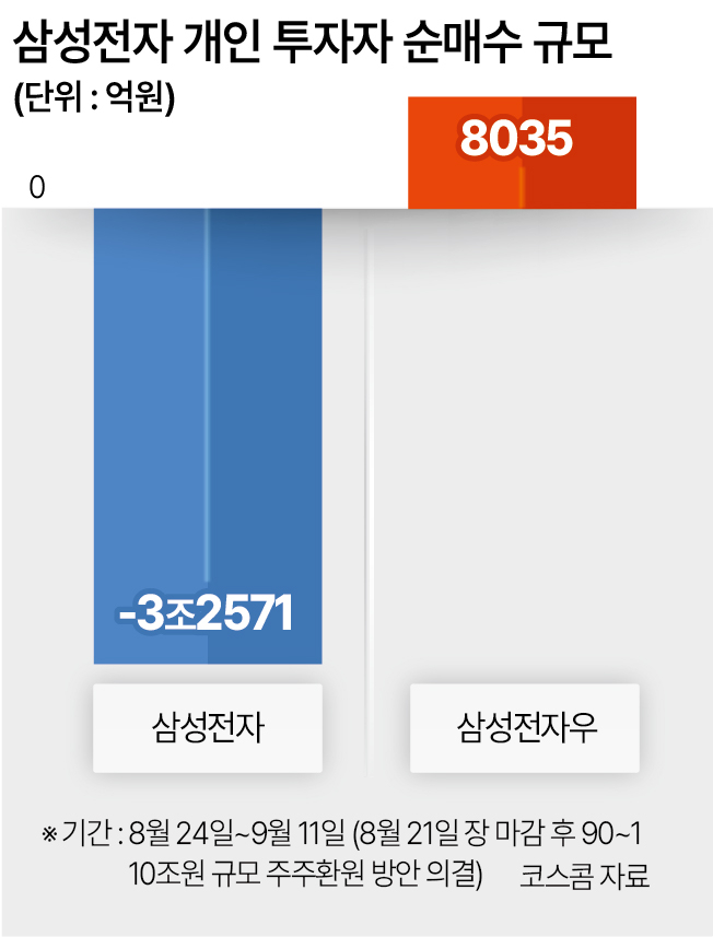 삼성전자 개인 투자자 순매구 규모