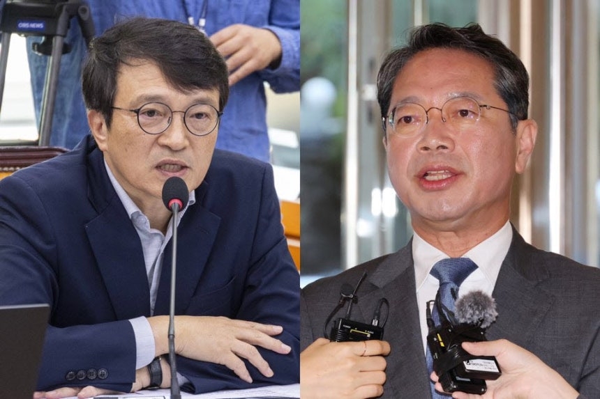김의겸 더불어민주당 의원(왼쪽)과 김승원 법무장관 후보자. [연합뉴스]