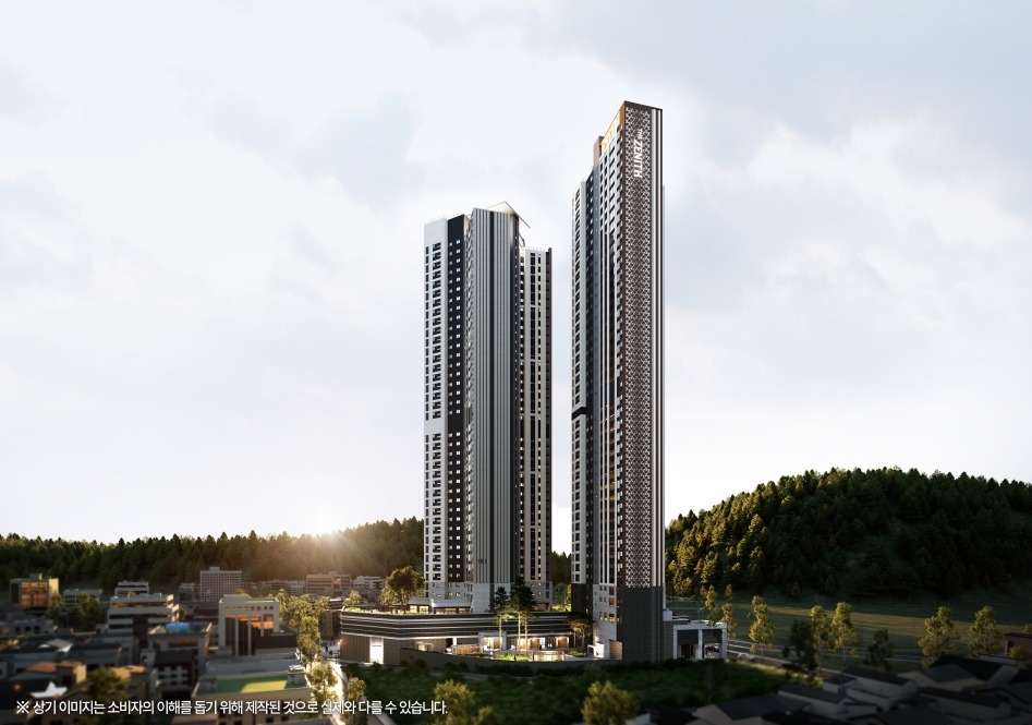 A bird's-eye rendering of Doosan We've The Zenith Daeyeon. [Doosan Engineering & Construction]