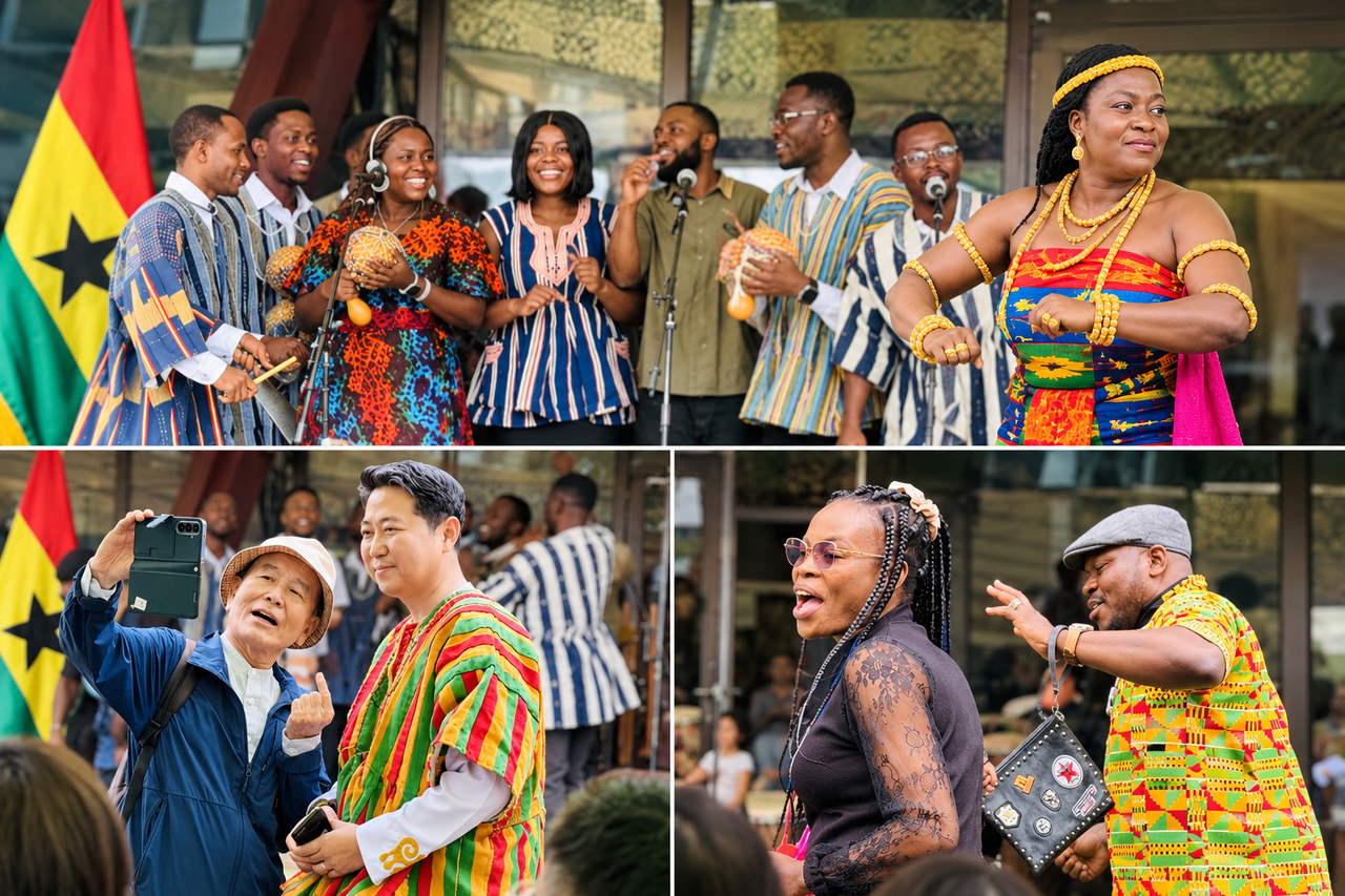 Attendees celebrate Ghana Day in Yeongwol County, Gangwon Province, on Saturday. (Sanjay Kumar/The Korea Herald)