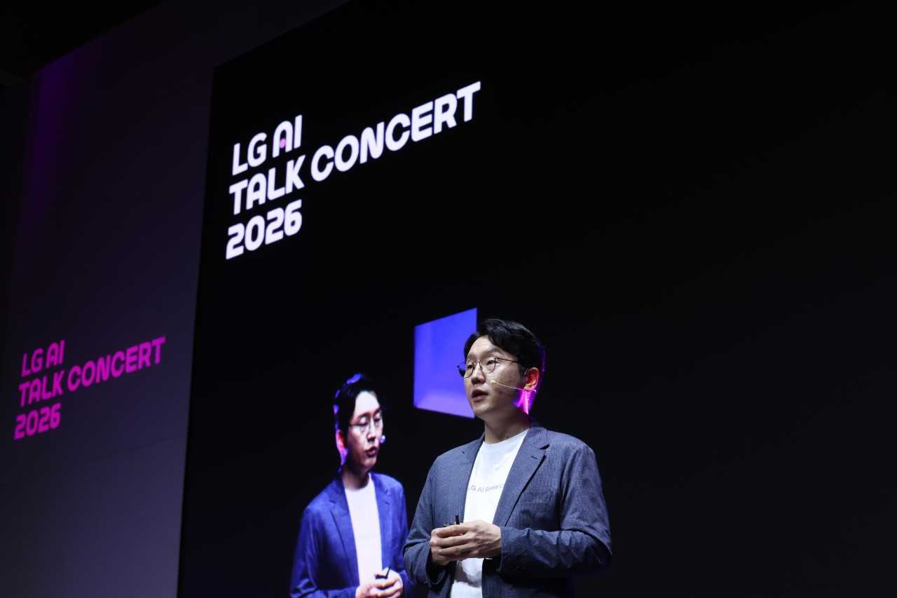 14일 서울 강서구 마곡 LG사이언스파크 컨버전스홀에서 열린 ‘LG AI 토크 콘서트 2026’에서 임우형 LG AI연구원 공동 연구원장이 발표를 하고 있다. [㈜LG 제공]