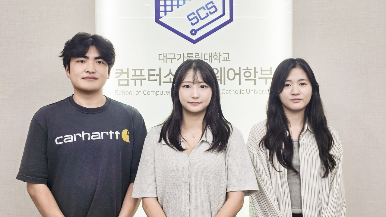 배경민(왼쪽부터), 문지원, 임찬아 연구생.[대구가톨릭대 제공]