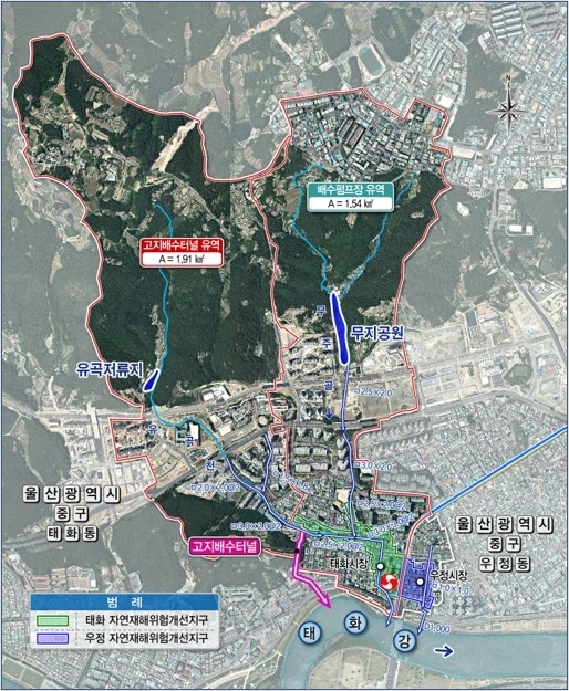울산시 중구 유곡·무주골 우수유출저감시설 설치사업 위치도 [울산 중구청 제공]