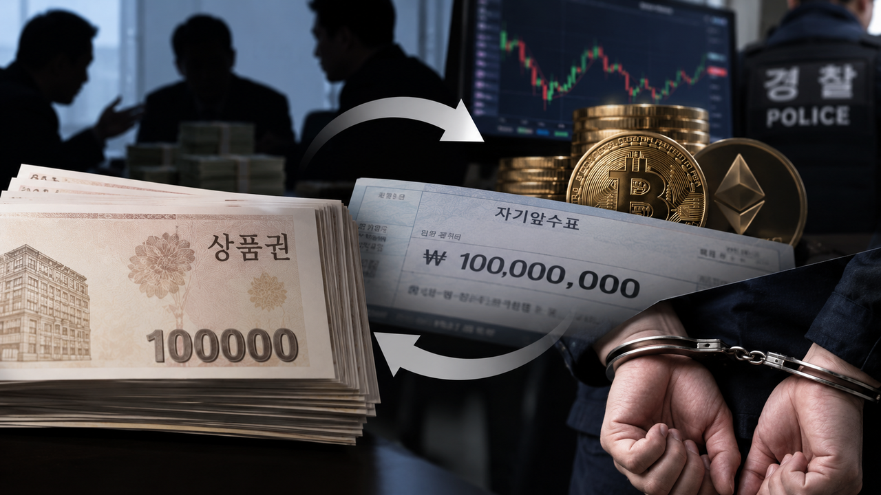 경기남부경찰청은 14일 유령상품권 업체를 설립한 뒤 934억원의 범죄 수익을 세탁한 일당 7명을 검거했다고 밝혔다. 기사 이해를 돕기 위한 사진. [AI로 제작]