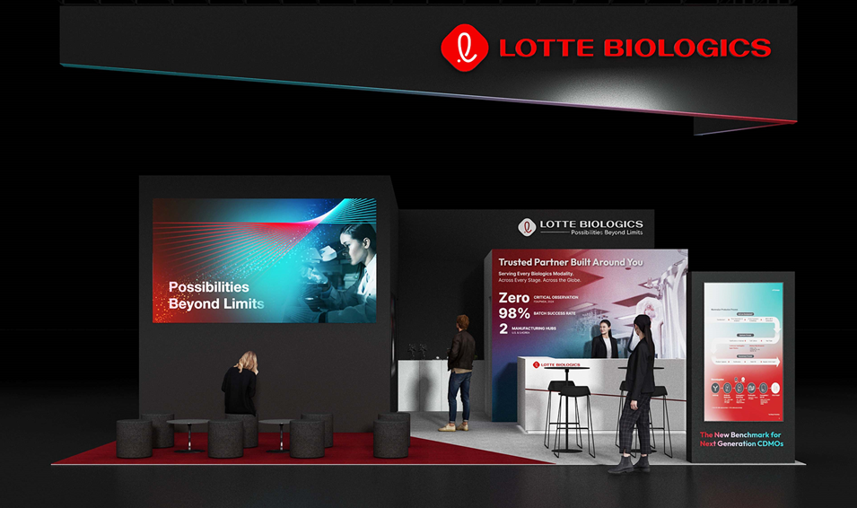 Lotte Biologics' solo exhibition booth at CPHI Milan 2026. [Provided by Lotte Biologics]