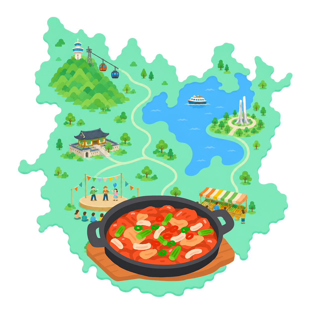 춘천의 명소와 닭갈비 이미지 [한식진흥원 제공]