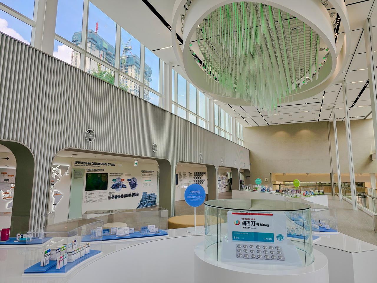 Lazertinib, Yuhan's innovative new drug, on display in the Vision Hall on the third floor of Willow House. [The Korea Herald]