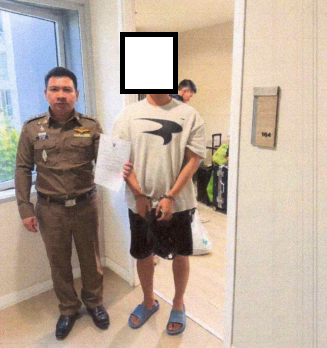 Members of the Pattaya-based no-show fraud ring are photographed shortly after their arrest by Thai police. [Seoul Metropolitan Police Agency]