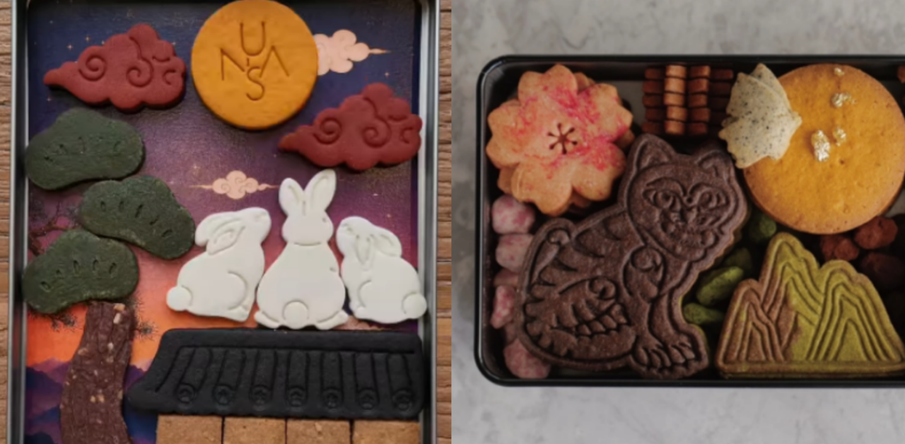 Chuseok cookie gift sets inspired by Korean folktales from Seoul cafes Unas (left) and Noonro (Unas, Noonro)