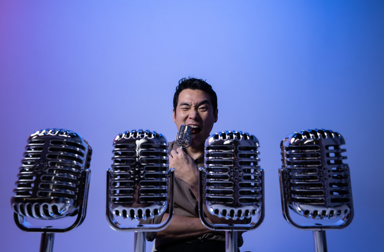 Stand-up comedian Comico, whose Korean name is Kim Byung-sun, poses for a photo before an interview with The Korea Herald at Herald Square in Yongsan-gu, Seoul, Sept. 4. (Im Se-jun/The Korea Herald)
