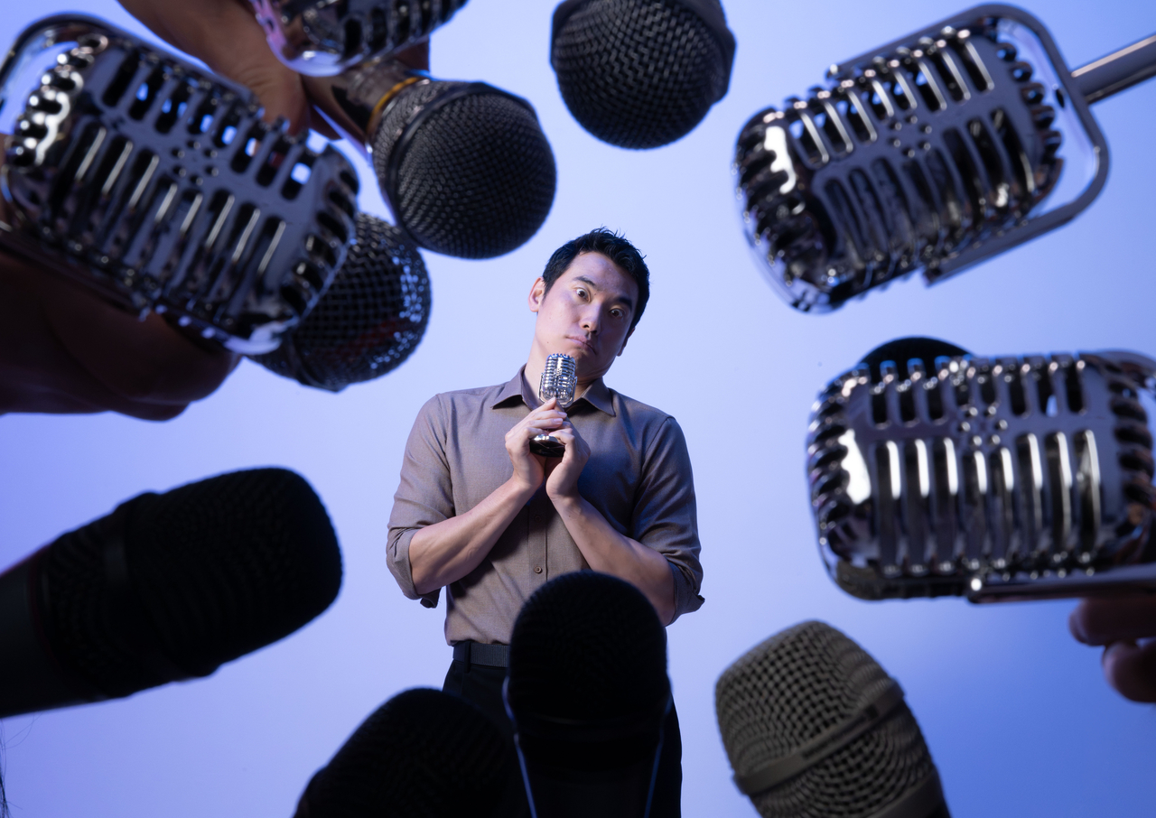 Stand-up comedian Comico poses for a photo before an interview with The Korea Herald at Herald Square in Yongsan-gu, Seoul, Sept. 4. (Im Se-jun/The Korea Herald)