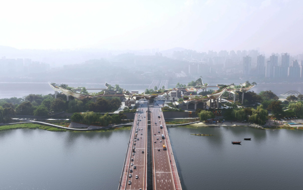 A rendering shows Heatherwick Studio’s “Soundscape” project planned for Nodeul Island. (Heatherwick Studio)