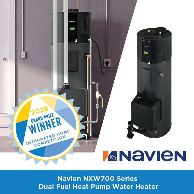 The NXW700 dual-fuel heat pump water heater wins the grand prize at the 2026 Integrated Home Competition. [Kyung Dong Navien]