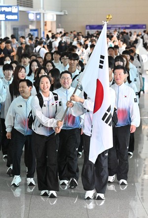 [헤럴드pic] 아시안게임 국가대표 출국
