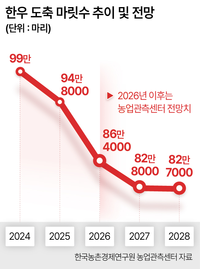 한우 도축 마릿수 추이 및 전망