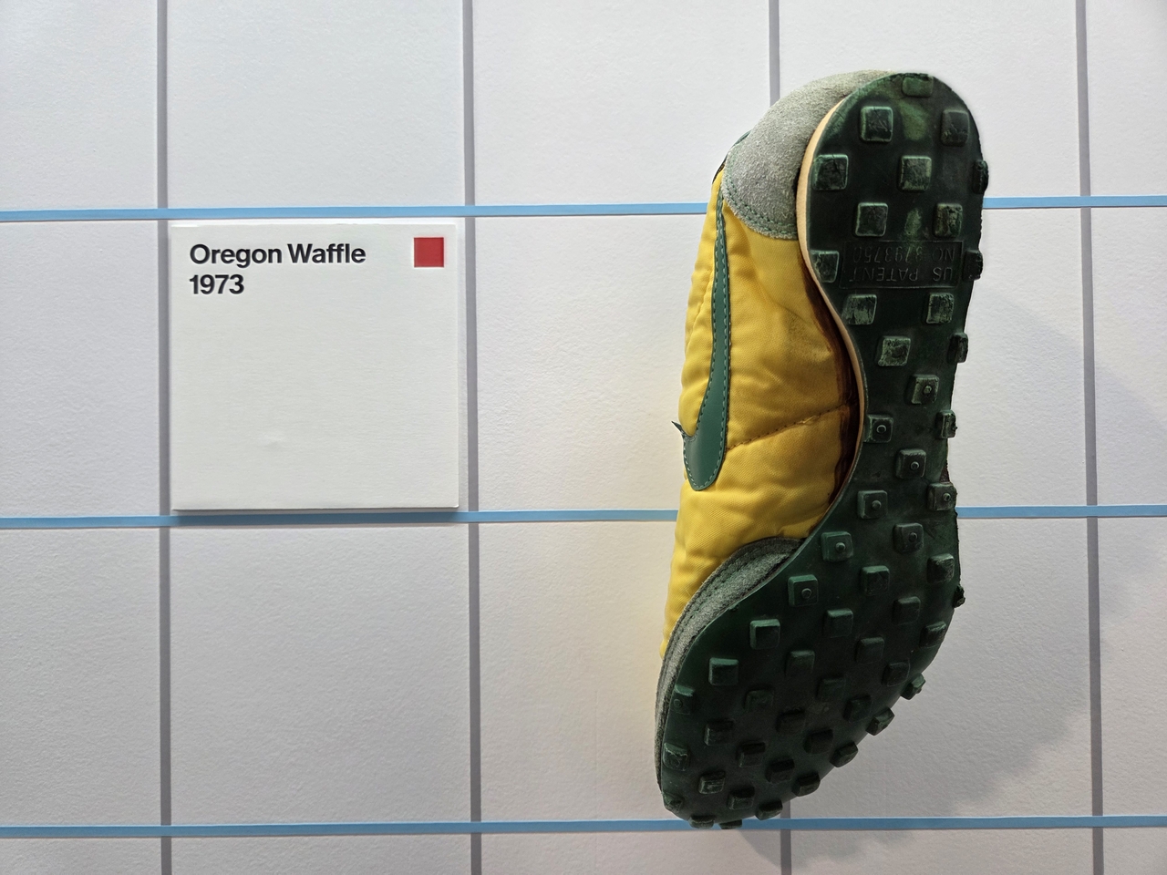 The Oregon Waffle, released by Nike in 1973, on display at the "Version 0: Prototype" exhibition at Seoul National University's No. 1 Power Plant in Gwanak-gu, Seoul, on Friday.