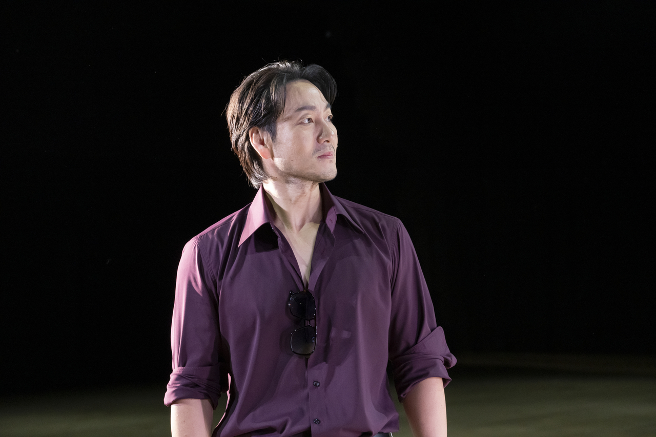 Actor Park Hae-soo performs in Anton Chekhov’s “The Cherry Orchard,” directed by Simon Stone, at Park Avenue Armory’s Wade Thompson Drill Hall in New York on Wednesday. (Photo credit: Stephanie Berger)