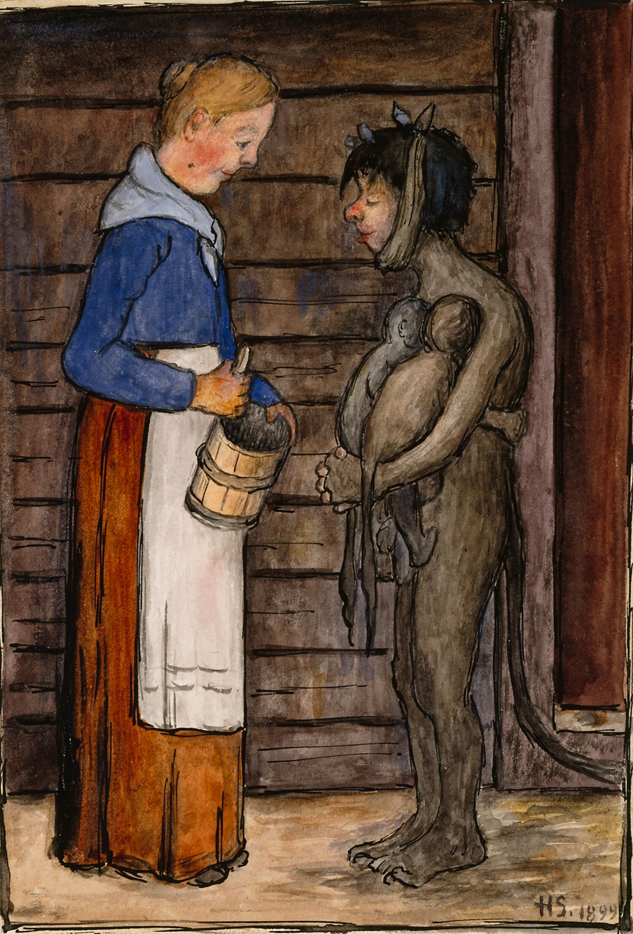 휴고 심베리, 농부의 아내와 가련한 악마, 1899, 19x12.9cm, 핀란드 국립 미술관 [kokoelmat.fng.fi, Public Domain, commons.wikimedia.org]