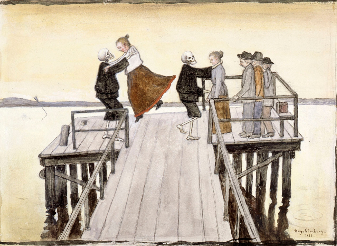 휴고 심베리, 다리 위의 춤, 1899, 구아슈, 19.5x25.5cm, 아테네움 미술관 [kokoelmat.fng.fi, Public Domain, commons.wikimedia.org]