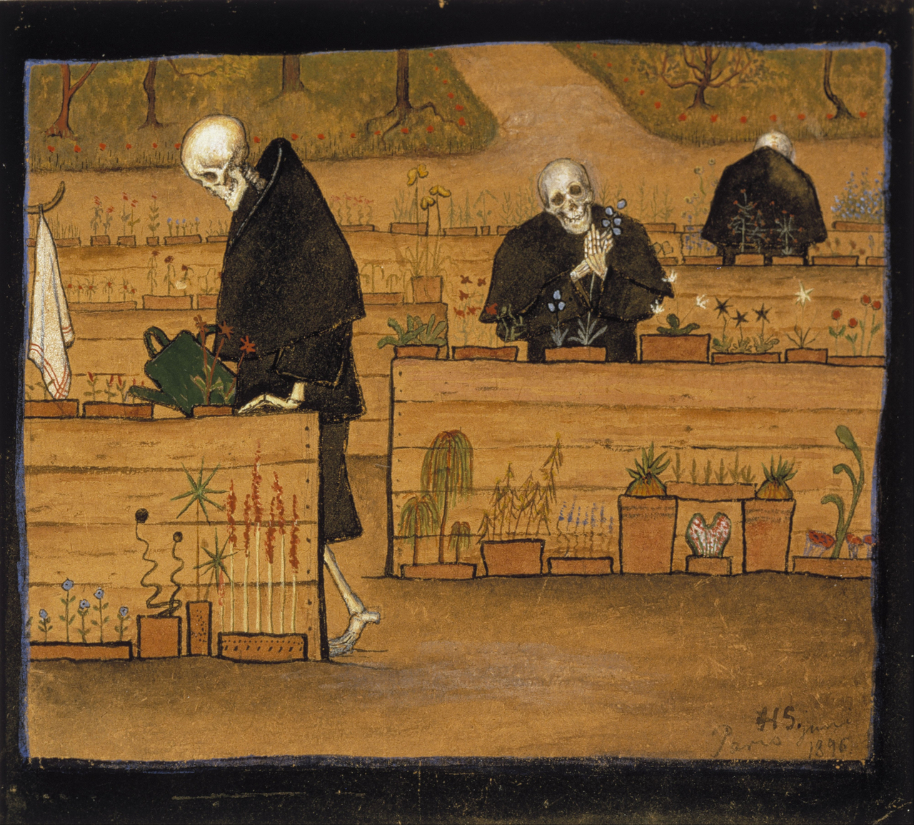 휴고 심베리, 죽음의 정원, 1896, 종이에 수채 등, 17.5x16cm, 아테네움 미술관 [Google Cultura, Public Domain, commons.wikimedia.org]