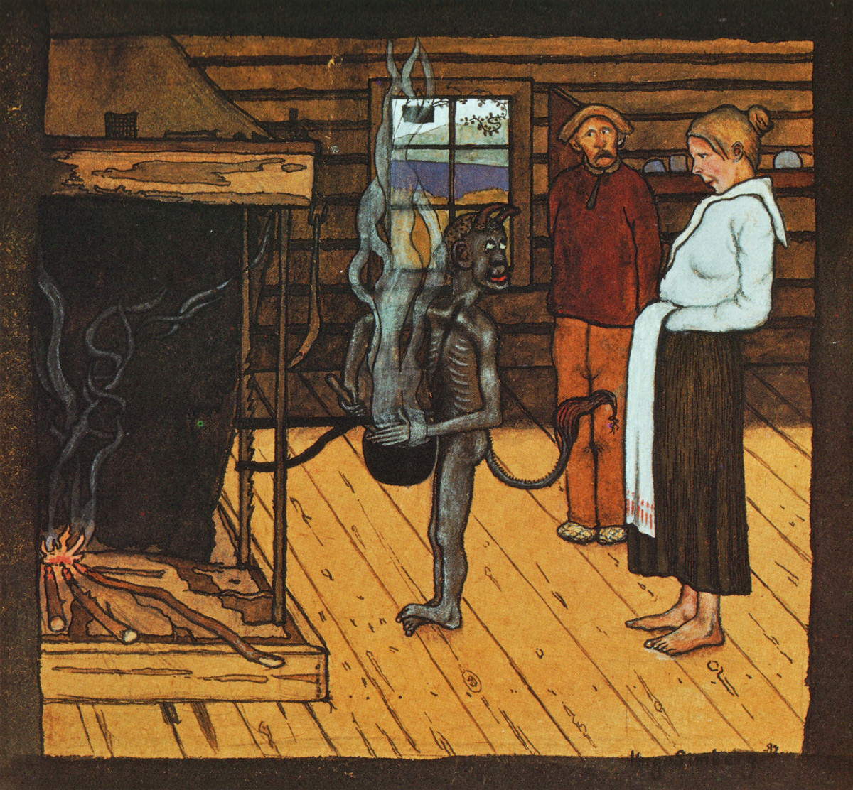휴고 심베리, 솥 옆의 악마, 1897, 종이에 수채, 14.7x15.7cm, 아테네움 미술관 [Public Domain, commons.wikimedia.org]