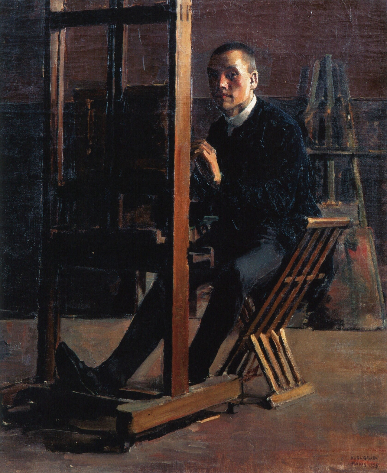 악셀리 갈렌-칼렐라, 이젤 곁의 자화상, 1885, 캔버스에 유채, 55x46cm, 개인소장 [cutlermiles.com, Public Domain, commons.wikimedia.org]