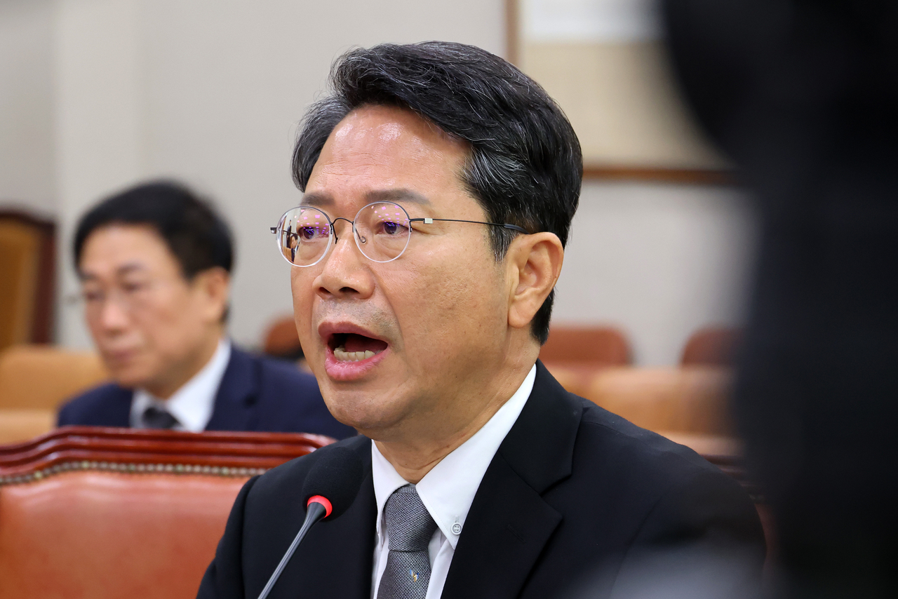 Justice Minister nominee Kim Seung-won attends his parliamentary confirmation hearing at the National Assembly in western Seoul on Tuesday. (Yonhap)