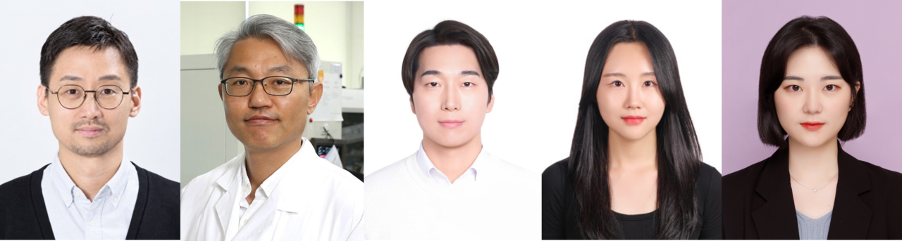 The UNIST research team behind the study. From left: professors Yang Chang-duk and Choi Kyung-jin, and researchers Park Ji-won, Kim Ji-eun and Noh Young-im. [UNIST]