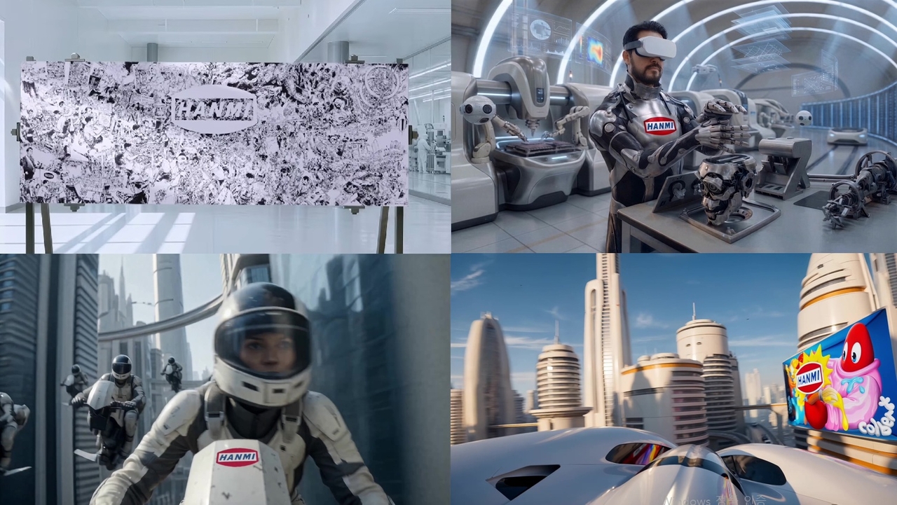 Hanmi Semiconductor announced Monday that it has released a video reimagining the late artist Kim Jung-gi's work through AI technology to depict the future of industry in 2040. [Hanmi Semiconductor]