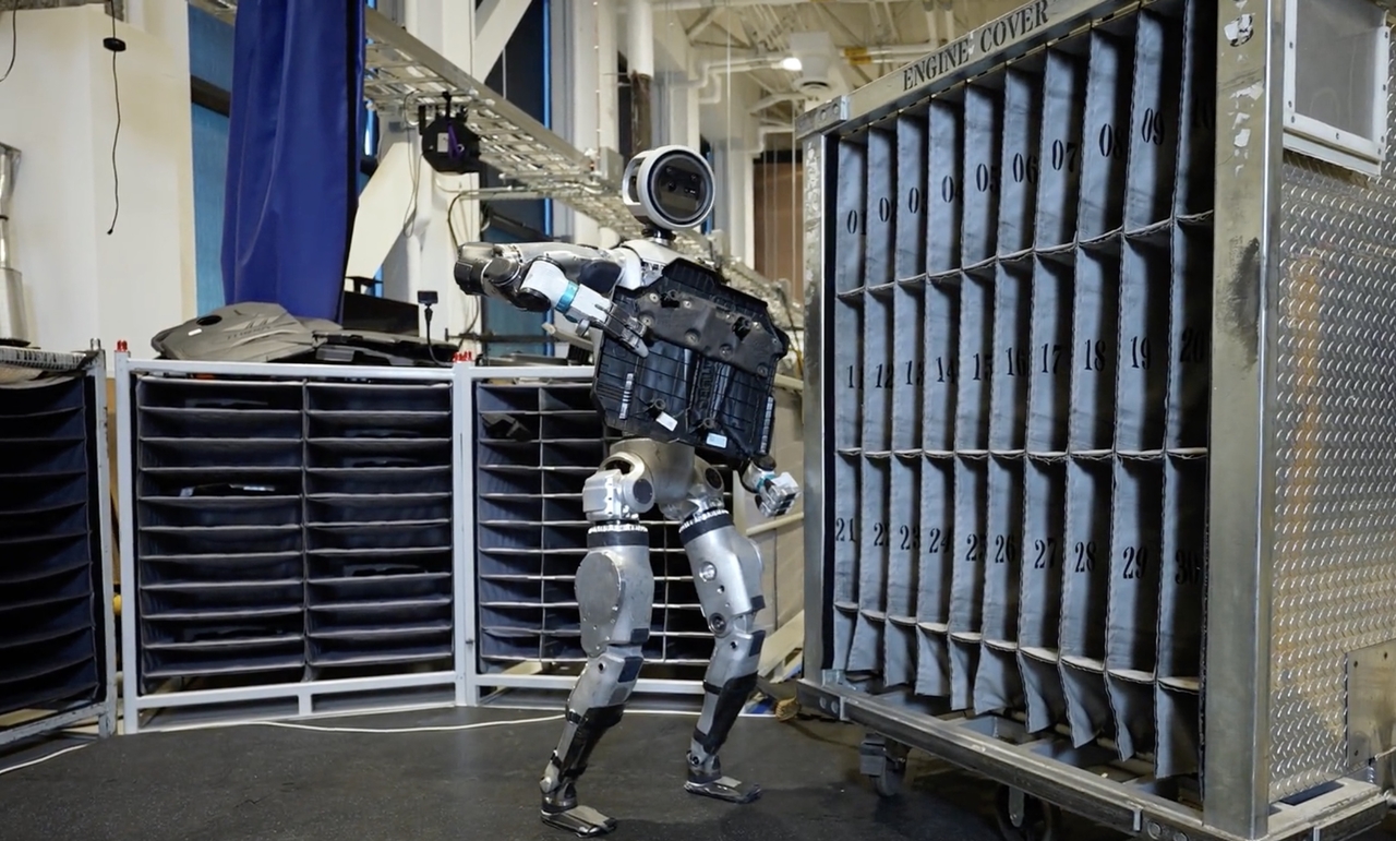 A video screenshot shows the Atlas humanoid robot developed by Boston Dynamics, Hyundai Motor Group’s US subsidiary. (Boston Dynamics)