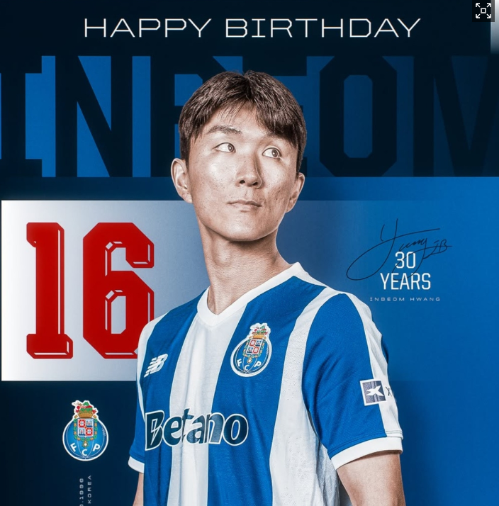 Porto celebrates Hwang In-beom's 30th birthday in a social media post.   (Porto social media account)