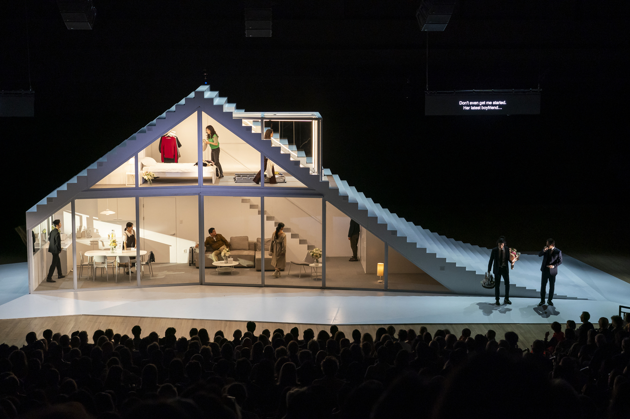 A dress rehearsal for Anton Chekhov’s “The Cherry Orchard” is staged at the Wade Thompson Drill Hall at Park Avenue Armory in New York on Wednesday. (Stephanie Berger)