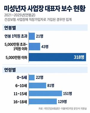 “기저귀도 못 뗐는데 연봉 1억 사장”…미성년 사업장 대표 연평균 382명