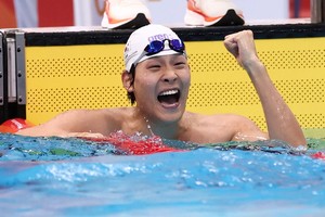 [속보] 김영범, 아시안게임 50m 자유형 금메달