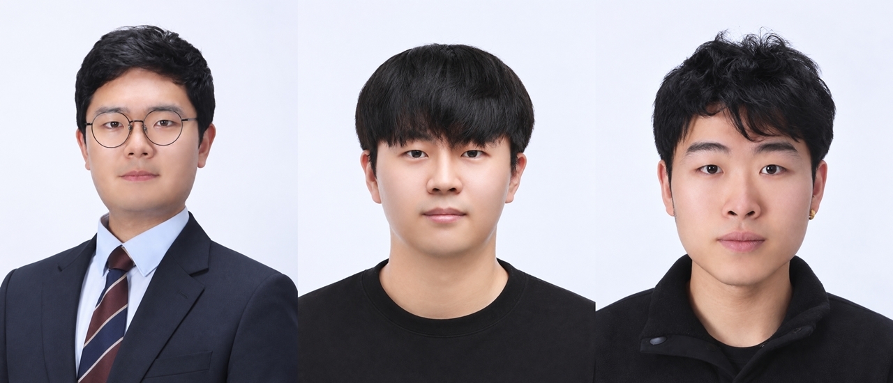 From left: Dankook University Professor Kim Se-young, master's students Kim Sang-yun and Jin Xin-zhe. [Dankook University]
