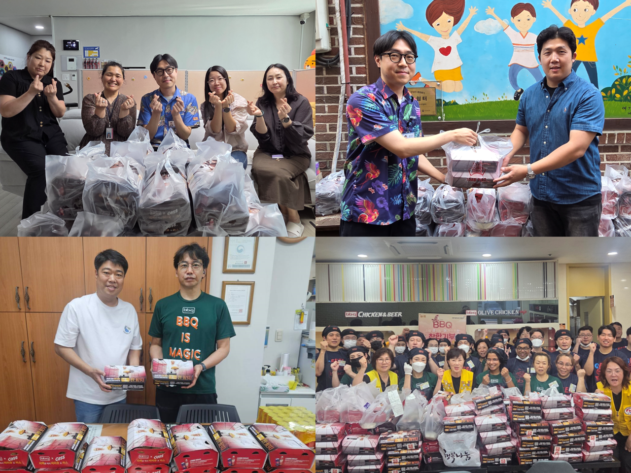 BBQ가 ‘찾아가는 치킨릴레이’, ‘치킨대학 착한기부’, ‘패밀리와 함께하는 치킨릴레이’ 등 다양한 사회공헌 활동을 통해 전국의 아동·청소년과 어르신에게 이달 1000마리의 치킨을 전달했다. [제너시스BBQ 제공]